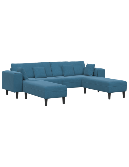 Divano in Velluto con cuscino con cuscino 3 pcs Blu 208 cm Velluto