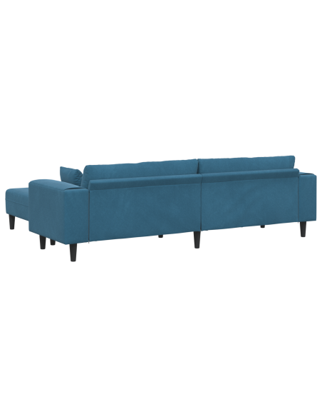 Divano in Velluto con cuscino con cuscino 3 pcs Blu 208 cm Velluto