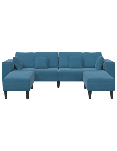 Divano con cuscino 3 pcs Blu Velluto