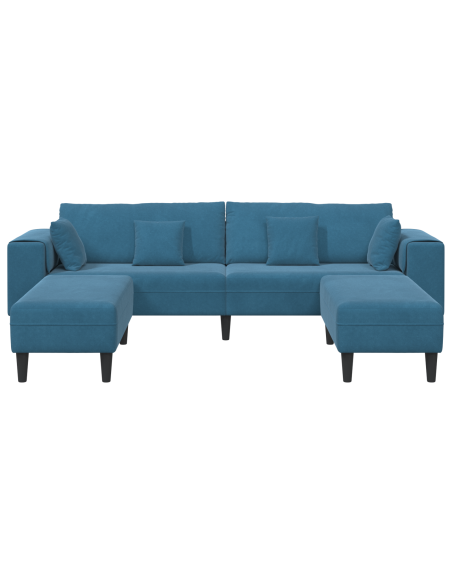 Divano in Velluto con cuscino con cuscino 3 pcs Blu 208 cm Velluto