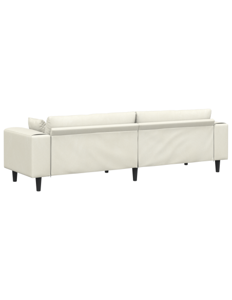 Divano in Velluto con cuscino con cuscino Crema 208 cm Velluto