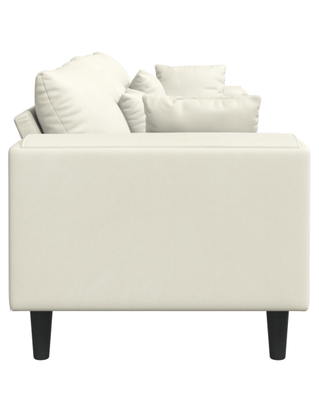 Divano in Velluto con cuscino con cuscino Crema 208 cm Velluto