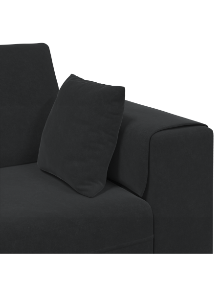 Divano in Velluto con cuscino con cuscino Nero 208 cm Velluto