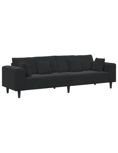 Divano con cuscino Nero 250 x 77 x 76 cm Velluto