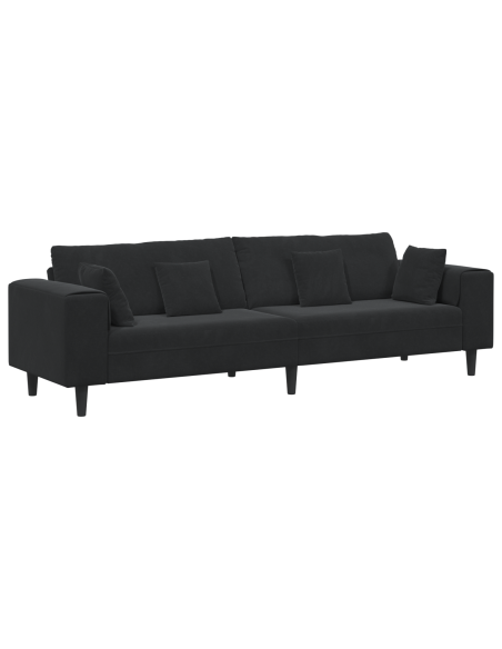 Divano in Velluto con cuscino con cuscino Nero 208 cm Velluto