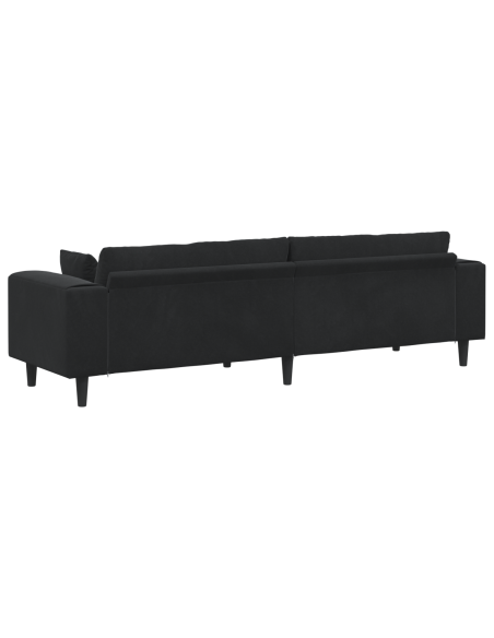 Divano in Velluto con cuscino con cuscino Nero 208 cm Velluto