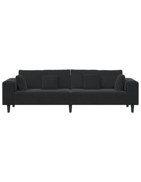 Divano in Velluto con cuscino con cuscino Nero 208 cm Velluto