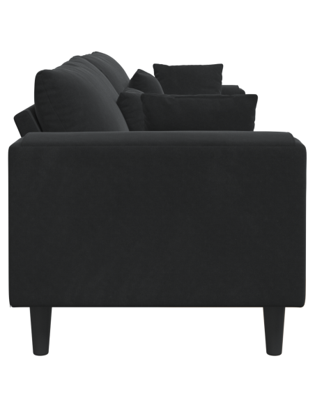 Divano in Velluto con cuscino con cuscino Nero 208 cm Velluto