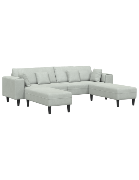 Divano in Velluto 3 pcs Grigio chiaro 208 cm Velluto