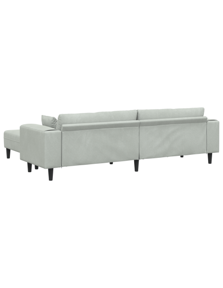 Divano in Velluto 3 pcs Grigio chiaro 208 cm Velluto