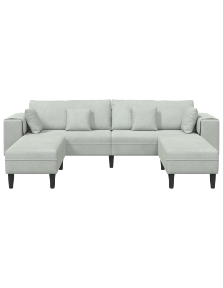 Divano in Velluto 3 pcs Grigio chiaro 208 cm Velluto