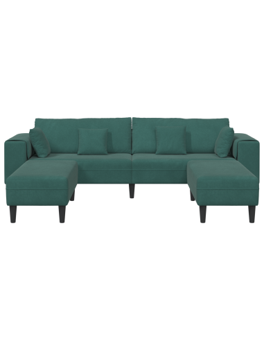 Divano con cuscino 3 pcs Verde Scuro Velluto