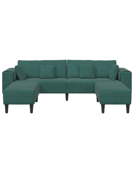 Divano in Velluto con cuscino con cuscino 3 pcs Verde Scuro 208 cm Velluto