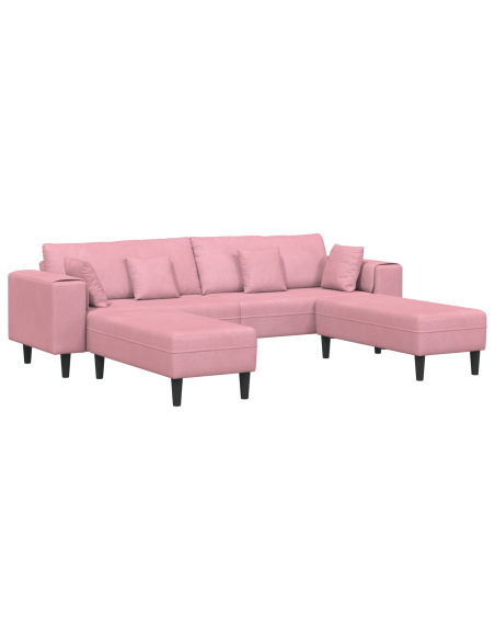 Divano in Velluto con cuscino con cuscino 3 pcs Rosa 208 cm Velluto