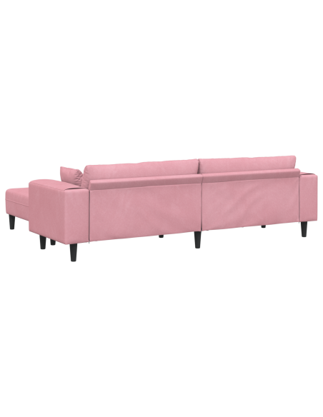 Divano in Velluto con cuscino con cuscino 3 pcs Rosa 208 cm Velluto