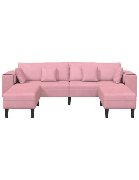 Divano in Velluto con cuscino con cuscino 3 pcs Rosa 208 cm Velluto