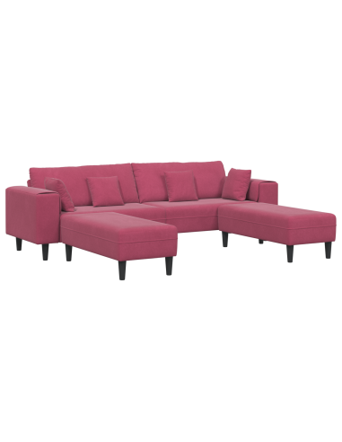 Divano con cuscino 3 pcs Rosso Vino Velluto