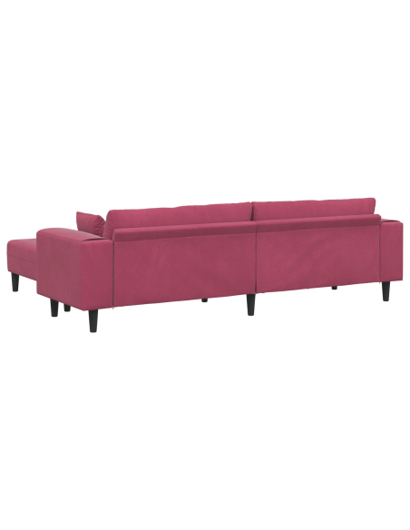 Divano in Velluto con cuscino con cuscino 3 pcs Rosso Vino 208 cm Velluto