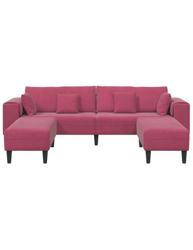 Divano con cuscino 3 pcs Rosso Vino Velluto