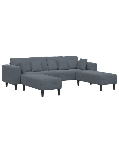 Divano in Velluto con cuscino con cuscino 3 pcs Grigio scuro 208 cm Velluto