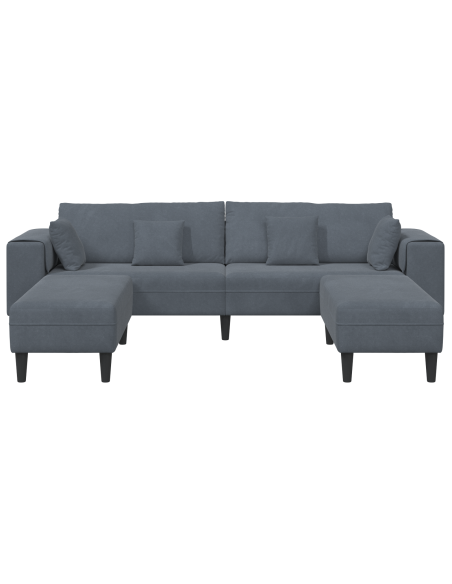 Divano in Velluto con cuscino con cuscino 3 pcs Grigio scuro 208 cm Velluto