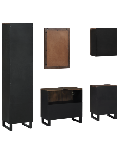 Set di mobili per il bagno 5 pcs Bianco Legno multistrato