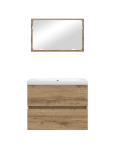 Set di mobili per il bagno 3 pcs Rovere Nero Legno multistrato