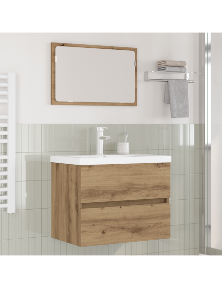 Set di mobili per il bagno 3 pcs Rovere Nero Legno multistrato