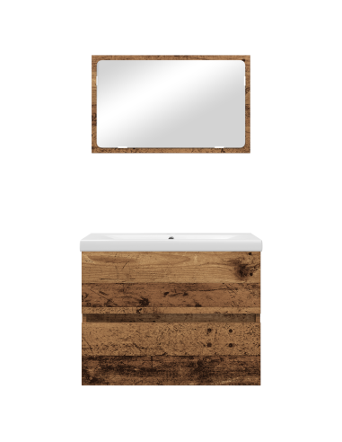 Set di mobili per il bagno con cassetto 3 pcs Legno vecchio