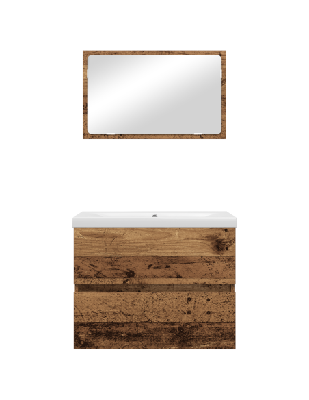 Set di mobili per il bagno con cassetto 3 pcs Legno vecchio