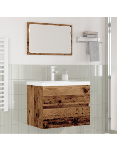 Set di mobili per il bagno con cassetto 3 pcs Legno vecchio 2