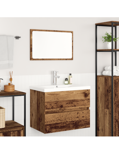 Set di mobili per il bagno con cassetto 3 pcs Legno vecchio