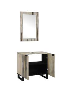 Set di mobili per il bagno 2 pcs Bianco Legno multistrato 2