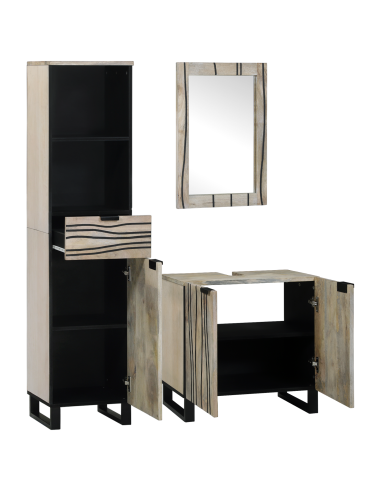 Set di mobili per il bagno 3 pcs Bianco Legno multistrato