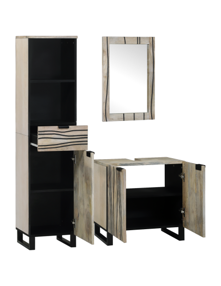 Set di mobili per il bagno 3 pcs Bianco Legno multistrato