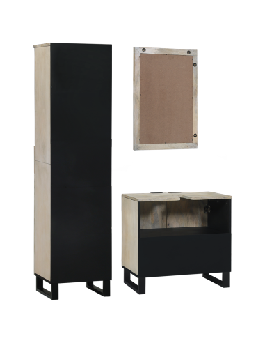 Set di mobili per il bagno 3 pcs Bianco Legno multistrato