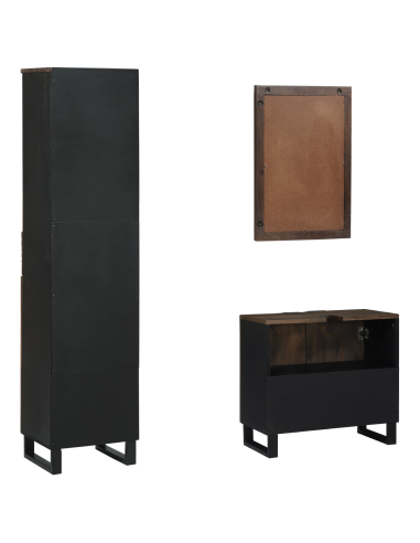 Set di mobili per il bagno 3 pcs Marrone Noce Legno multistrato
