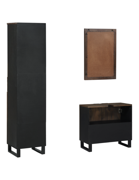 Set di mobili per il bagno 3 pcs Marrone Noce Legno multistrato