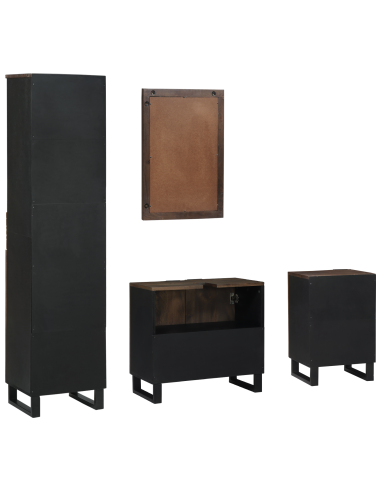 Set di mobili per il bagno 4 pcs Bianco Legno multistrato