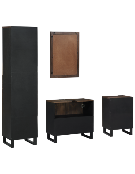 Set di mobili per il bagno 4 pcs Bianco Legno multistrato