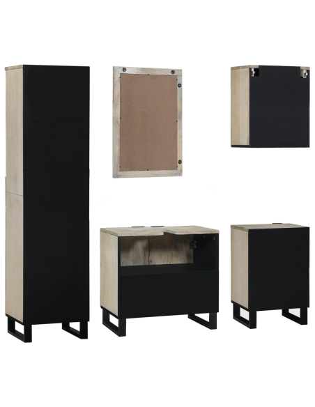 Set di mobili per il bagno 5 pcs Marrone Noce Legno multistrato