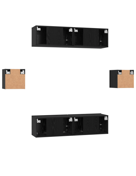 Set mobile TV 6 pcs Rovere Nero 60 x 30 x 30 cm