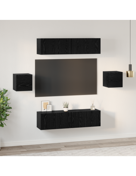 Set mobile TV 6 pcs Rovere Nero 60 x 30 x 30 cm