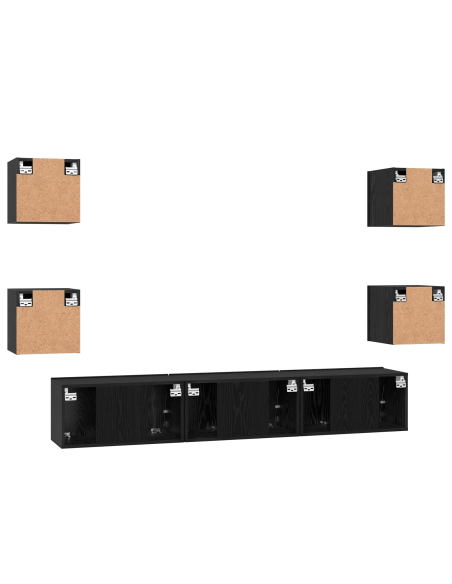 Set mobile TV Altro 7 pcs Rovere Nero Media 180 x 30 x 30 cm