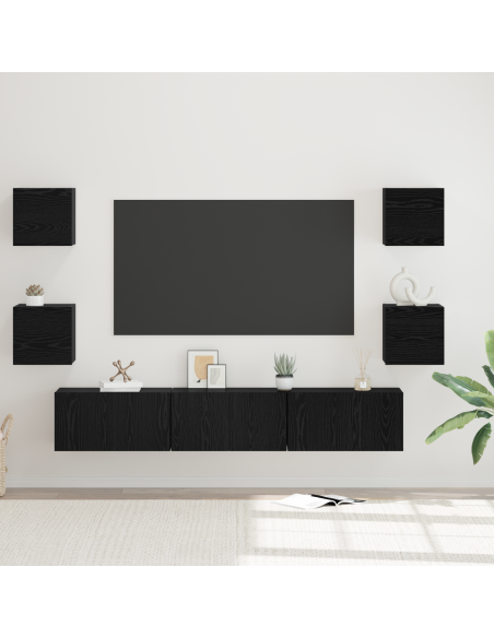 Set mobile TV Altro 7 pcs Rovere Nero Media 180 x 30 x 30 cm