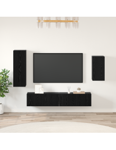 Set mobile TV 4 pcs Rovere Nero Legno multistrato 2