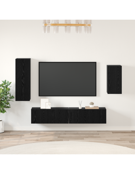 Set mobile TV 4 pcs Rovere Nero Legno multistrato