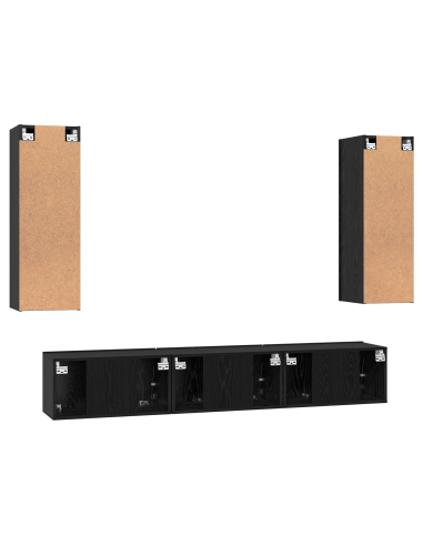 Set mobile TV 5 pcs Rovere Nero Legno multistrato