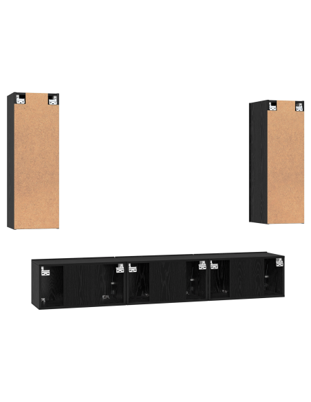 Set mobile TV 5 pcs Rovere Nero Legno multistrato