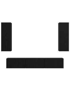 Set mobile TV 5 pcs Rovere Nero Legno multistrato 2